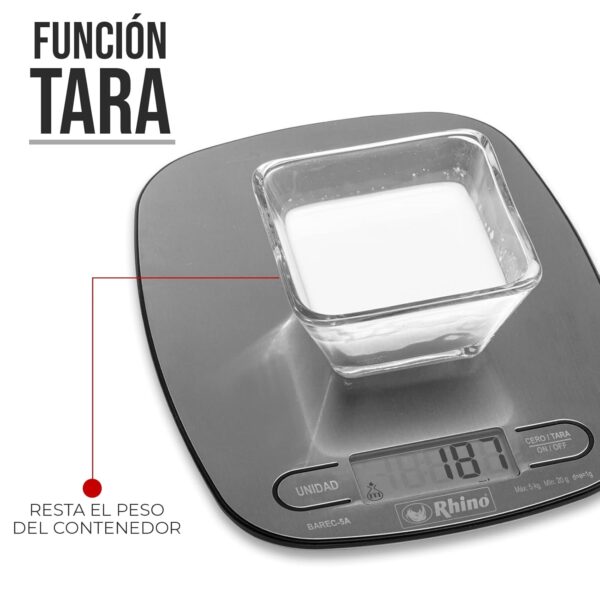 BASCULA RHINO 5KG/1G ACERO INOX - Imagen 2